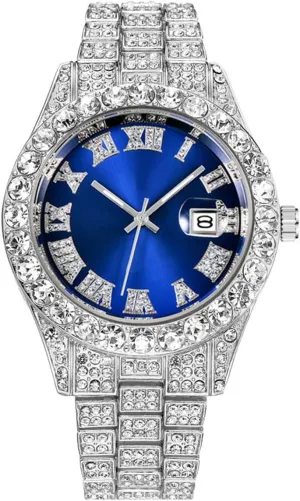 Hip Hop Iced Out Men's Rhinestone Watch Diamond Analog Quartz Watch