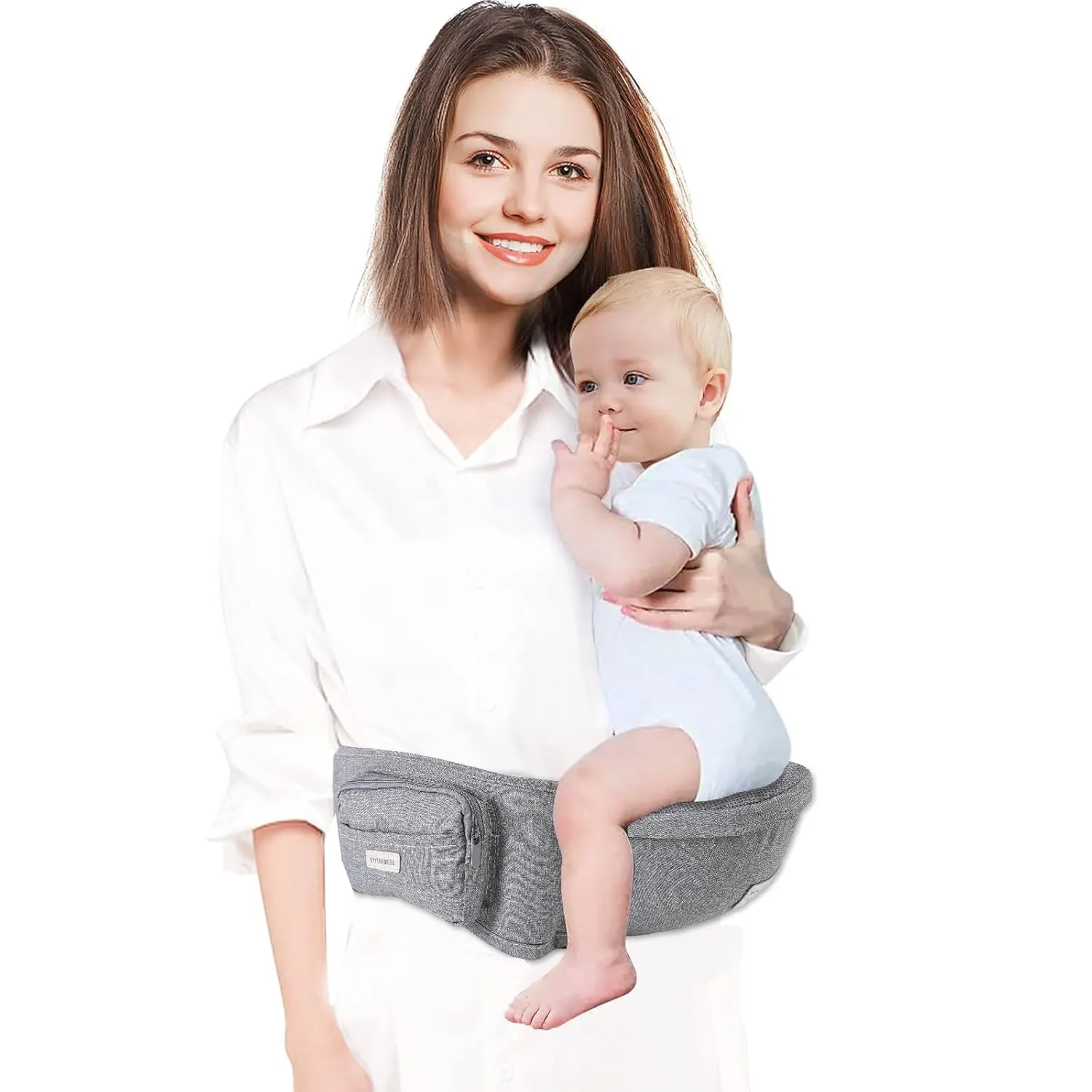 Hip Seat Baby Carrier, Baby Hip Carrier with Adjustable Waistband, Ergonomic No-Slipped Seat, Breathable Materials for Newborns to Toddlers（Grey