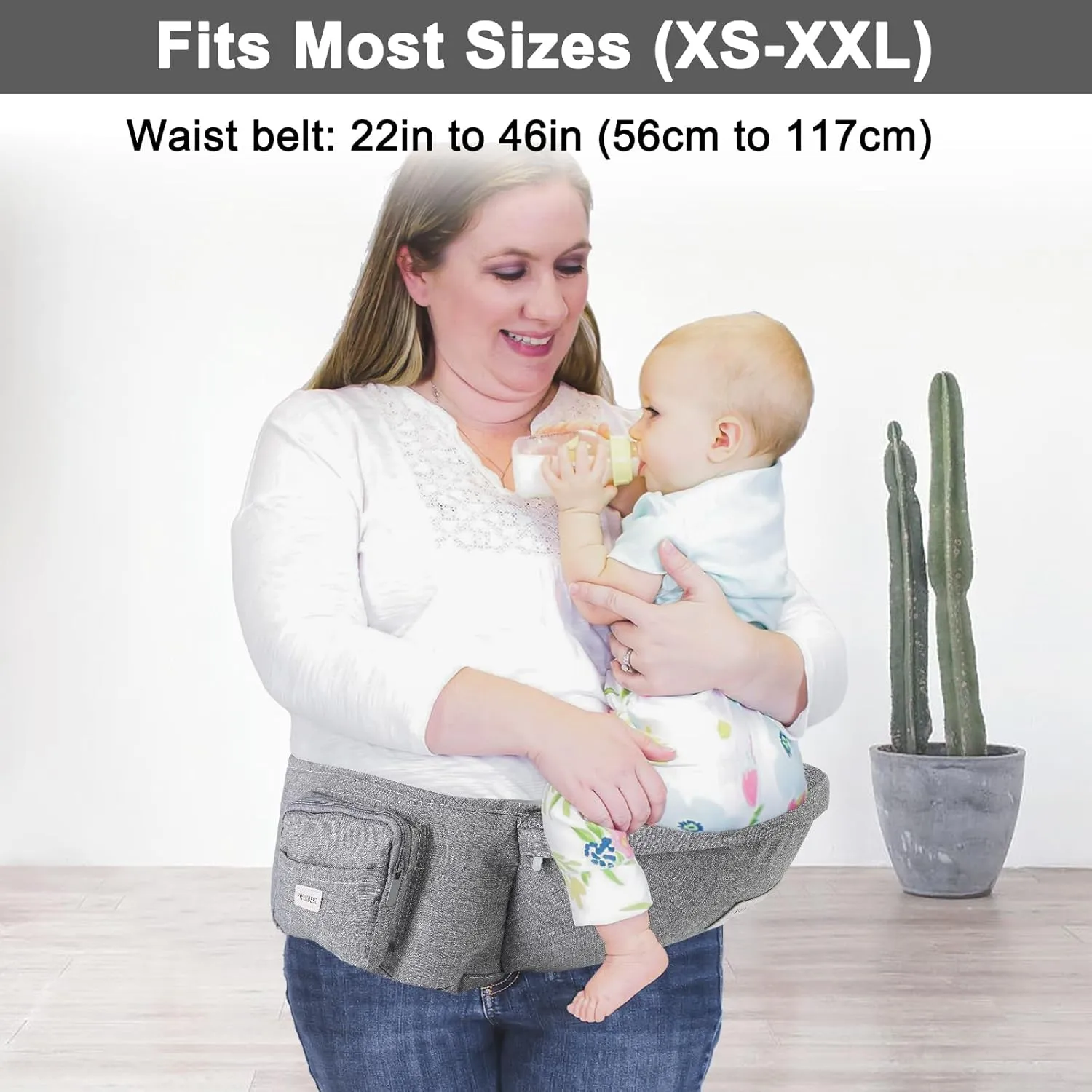 Hip Seat Baby Carrier, Baby Hip Carrier with Adjustable Waistband, Ergonomic No-Slipped Seat, Breathable Materials for Newborns to Toddlers（Grey