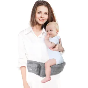 Hip Seat Baby Carrier, Baby Hip Carrier with Adjustable Waistband, Ergonomic No-Slipped Seat, Breathable Materials for Newborns to Toddlers（Grey
