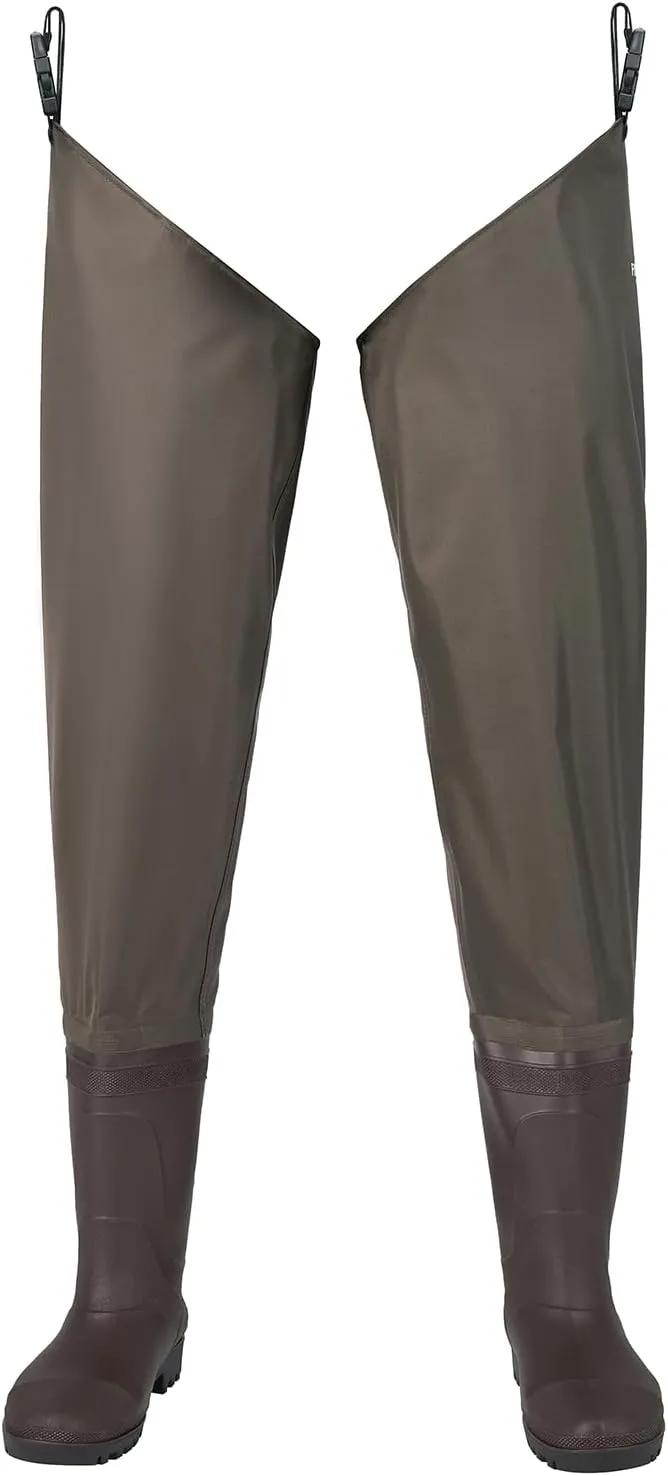 Hip Waders Waterproof Hip Boots Cleated 2-Ply Nylon/PVC Fishing Hip Wader