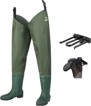 Hip Waders Waterproof Hip Boots Cleated 2-Ply Nylon/PVC Fishing Hip Wader
