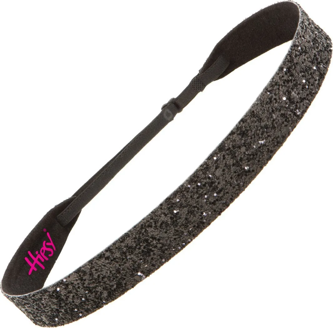 Hipsy Adjustable No Slip Wide Bling Glitter Headband 2-packs for Women Girls & Teens (Black & Royal Blue)