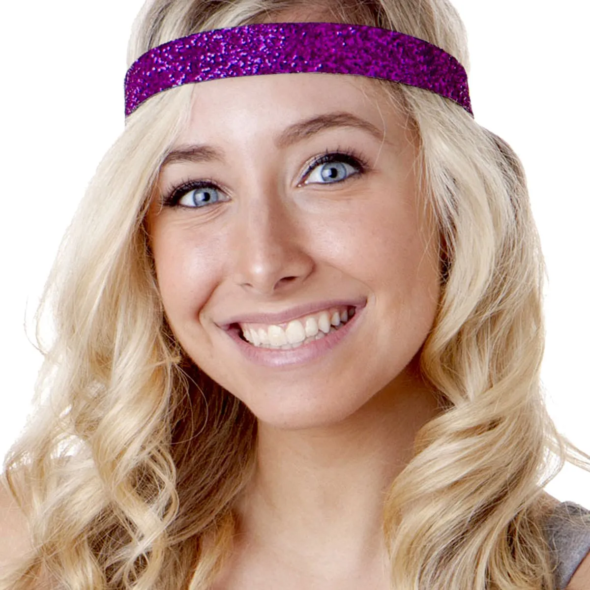 Hipsy PETITE Size, Adjustable No Slip Sparkly Bling Mixed 3pk Headbands for Women Girls & Teens (Bling Glitter Mixed Fuchsia)