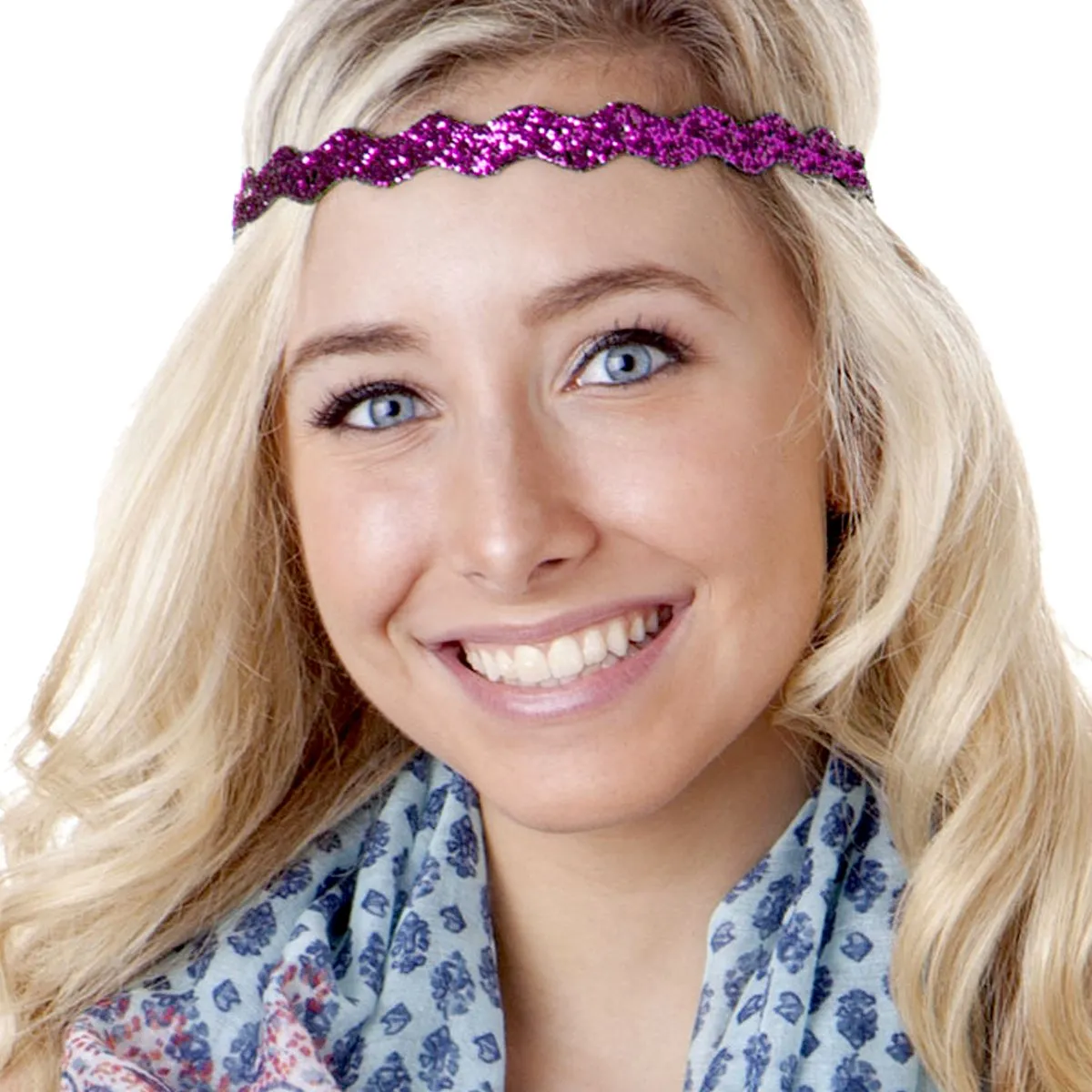 Hipsy PETITE Size, Adjustable No Slip Sparkly Bling Mixed 3pk Headbands for Women Girls & Teens (Bling Glitter Mixed Fuchsia)