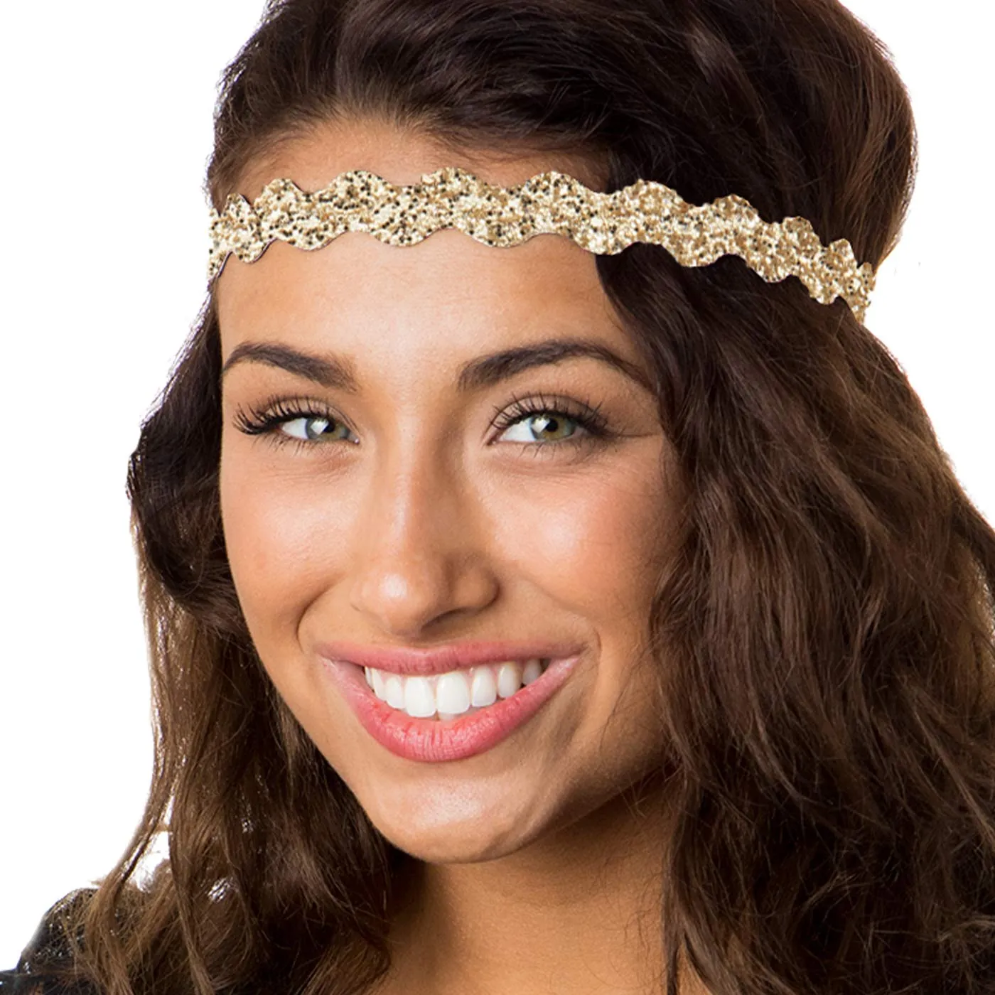 Hipsy PLUS Size, Adjustable No Slip Sparkly Bling Mixed 3pk Headbands for Women Girls & Teens (Bling Glitter Mixed Gold)