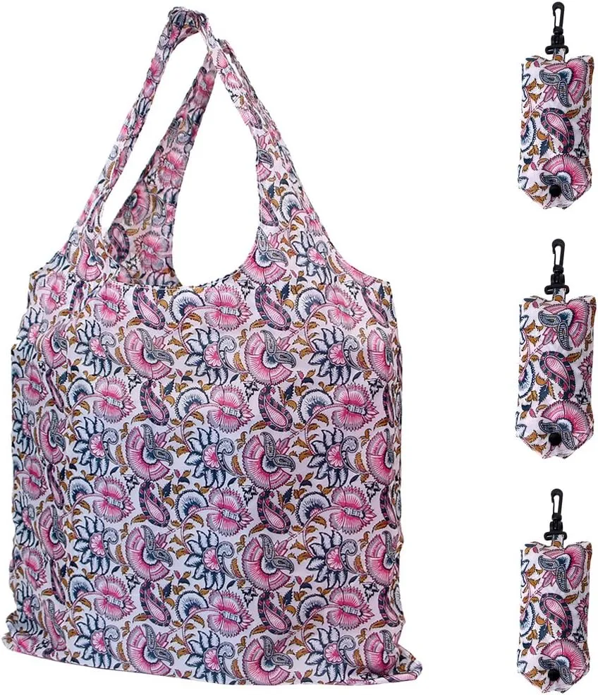 HOLYLUCK Reusable Grocery Bags,Heavy Duty Foldable Shopping Tote Bag (Standard, 3 Butterfly Flowers)