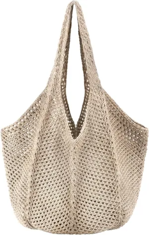 Hommtina Straw Beach Bag - Womens Crossbody Shoulder Vacation Purse for Summer