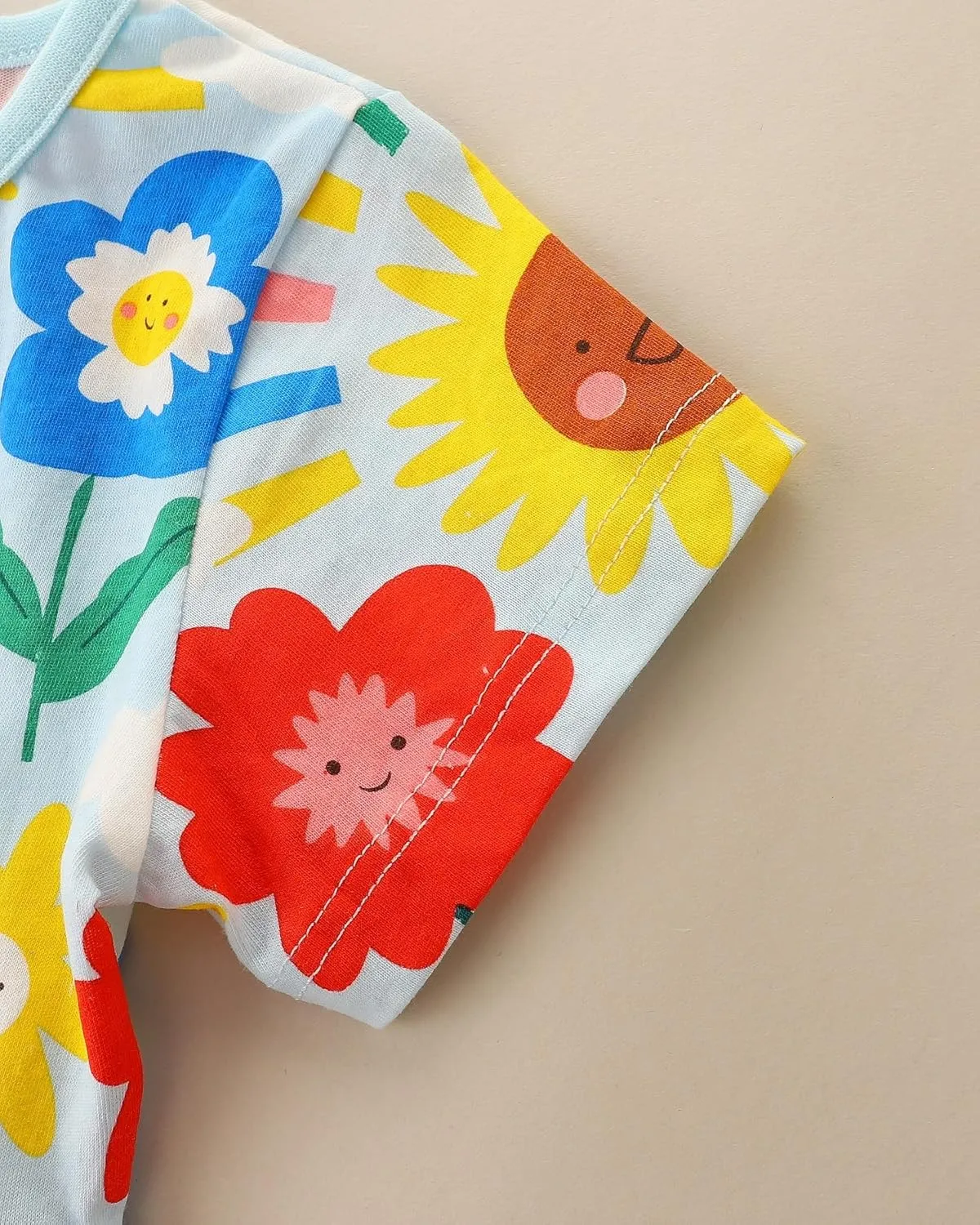 Hongshilian Toddler Girl Cotton Casual Dress Cartoon Appliques Short Sleeve Tunic Jersey Clothing