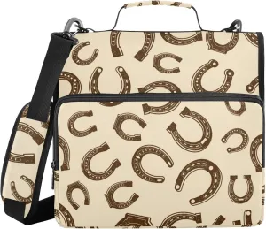 Horseshoes Zipper Binder 1.5 Inch 3 Ring Binder Bag with Shoulder Strap Binder Organizer for Office College, 1 Pack