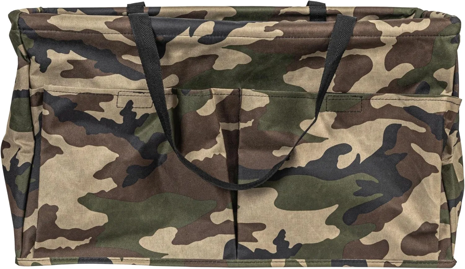 Household Essentials Krush Container All-Purpose Utility Tote, Water-Resistant Vinyl Lining with Pockets, Camo