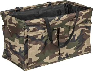 Household Essentials Krush Container All-Purpose Utility Tote, Water-Resistant Vinyl Lining with Pockets, Camo