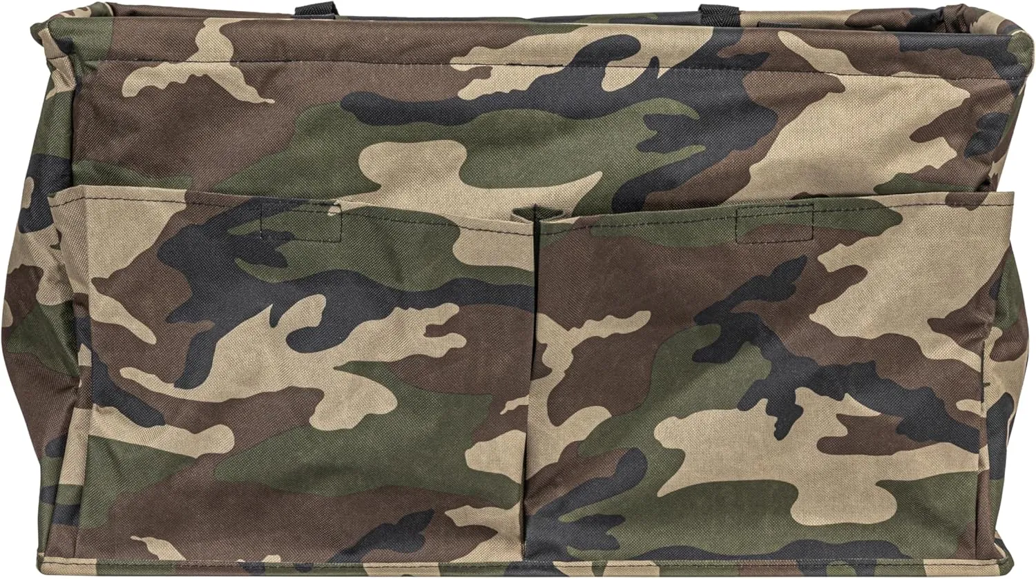 Household Essentials Krush Container All-Purpose Utility Tote, Water-Resistant Vinyl Lining with Pockets, Camo