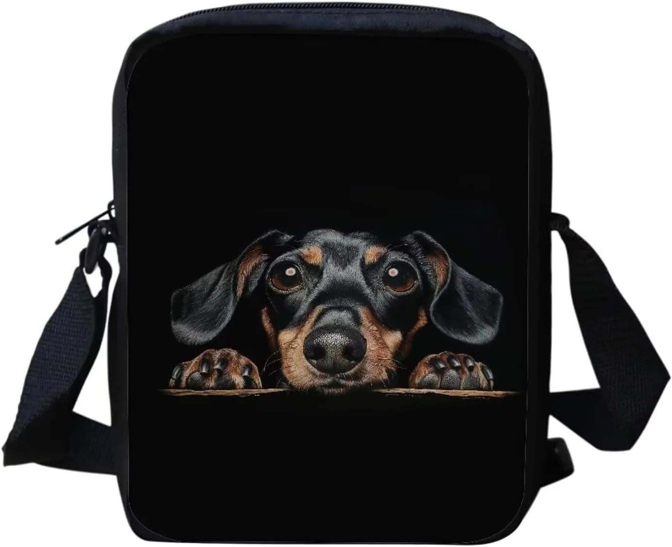 HUGS IDEA Women's Small Messenger Bag Black Dachshund Mini Shoulder Crossbody Tote Casual Travel Cell Phone Purse Wallet Bags