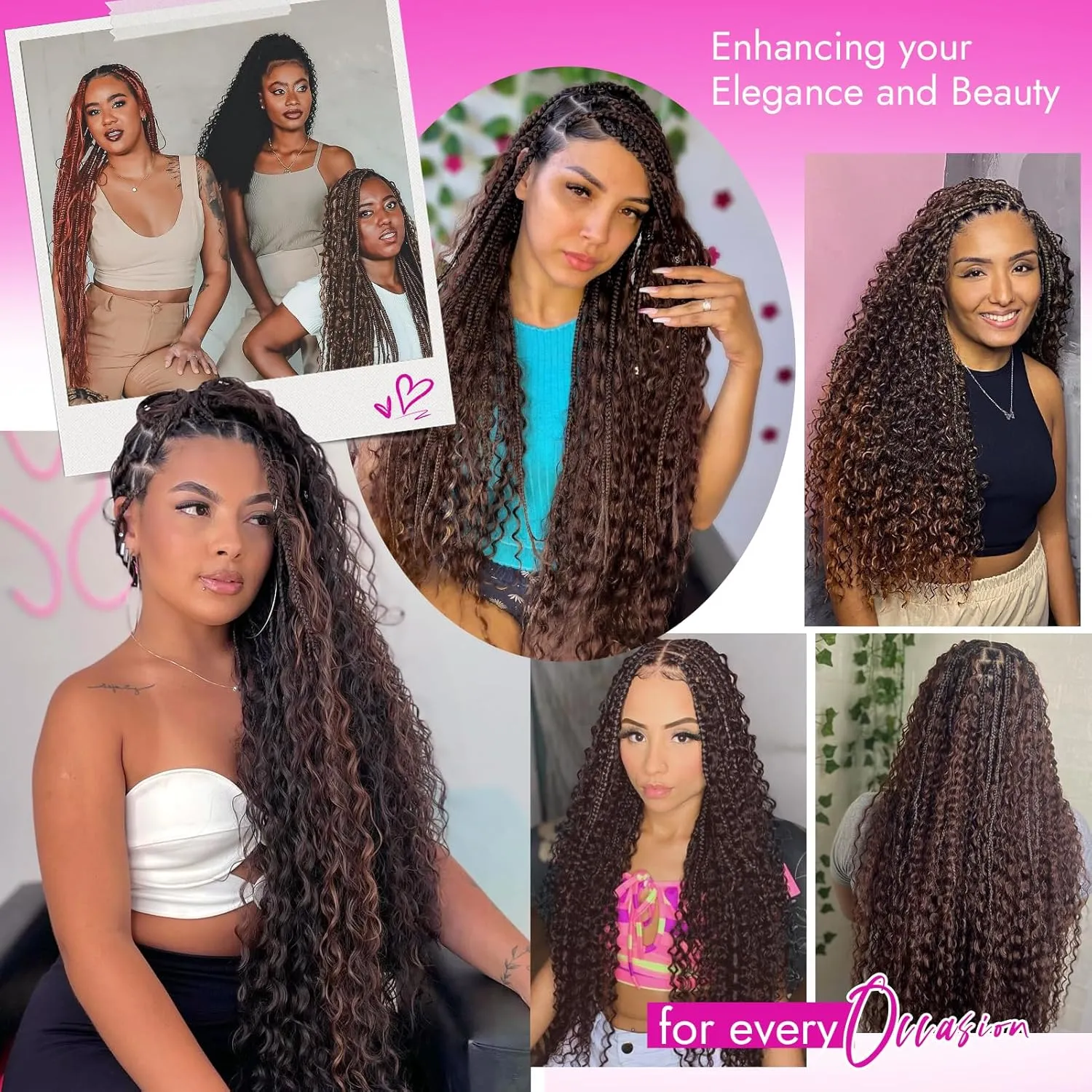 Human Braiding Hair Deep Water Wave 2 Bundles/Pack 50g 18 Inch, Dark Brown Bulk Human Hair Braiding Hair for Boho Braids, Curly Wet and Wavy Bohemian Human Hair for Braiding Non Weft