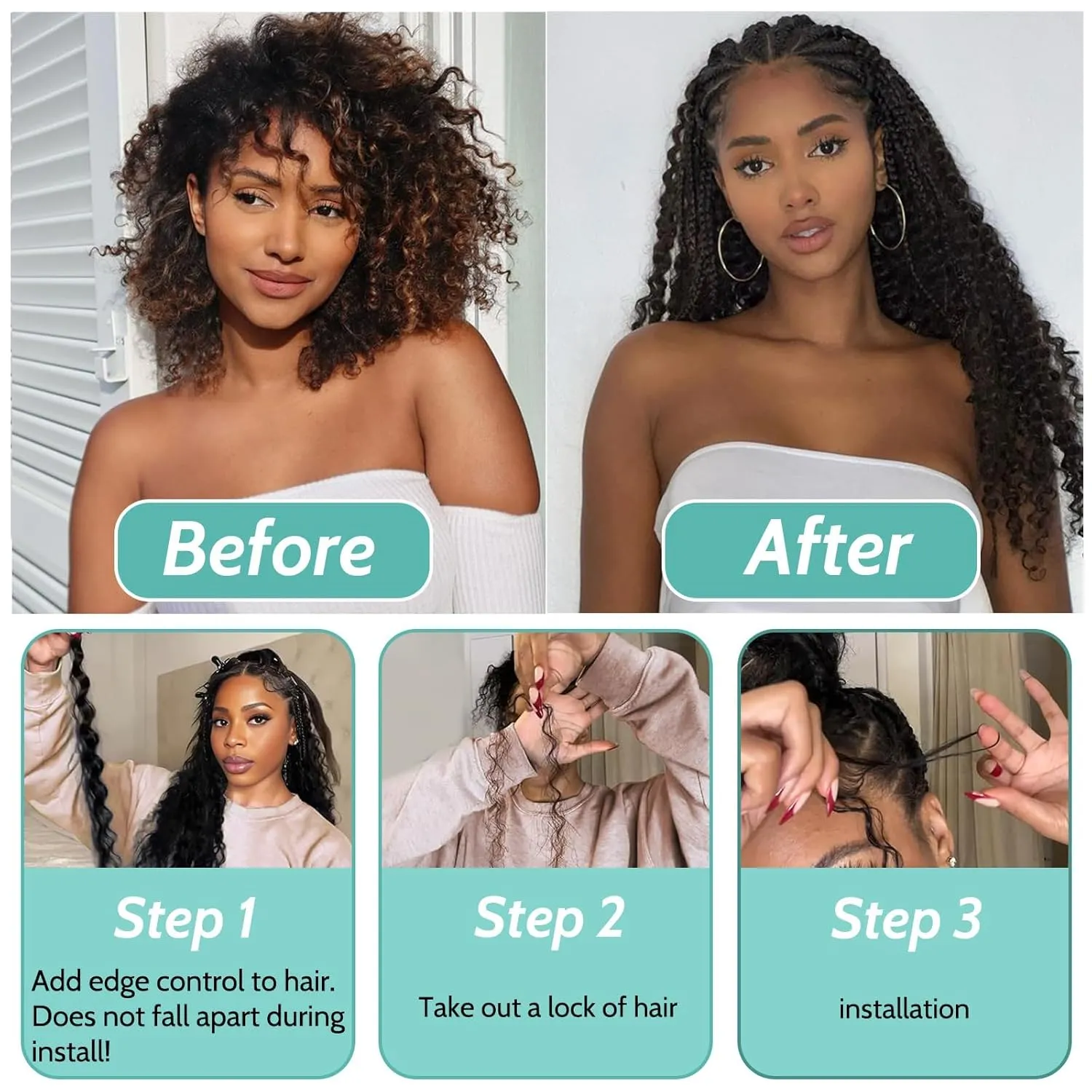 Human Braiding Hair for Boho Braids Human Hair 110g 16 Inch Curly Boho Hair for Braiding Knotless 12A Deep Wave Bohemian 3 Bundles/Pack Chocolate Brown