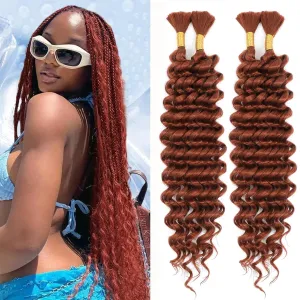 Human Braiding Hair Mix Synthetic Curly Boho Hair for Braiding, 20 Inch Boho Braids 4 Bundles 110g/Bundle Wet and Wavy Deep Wave Bulk Extensions for Black Women (350#, 20 Inch 4 Bundles)