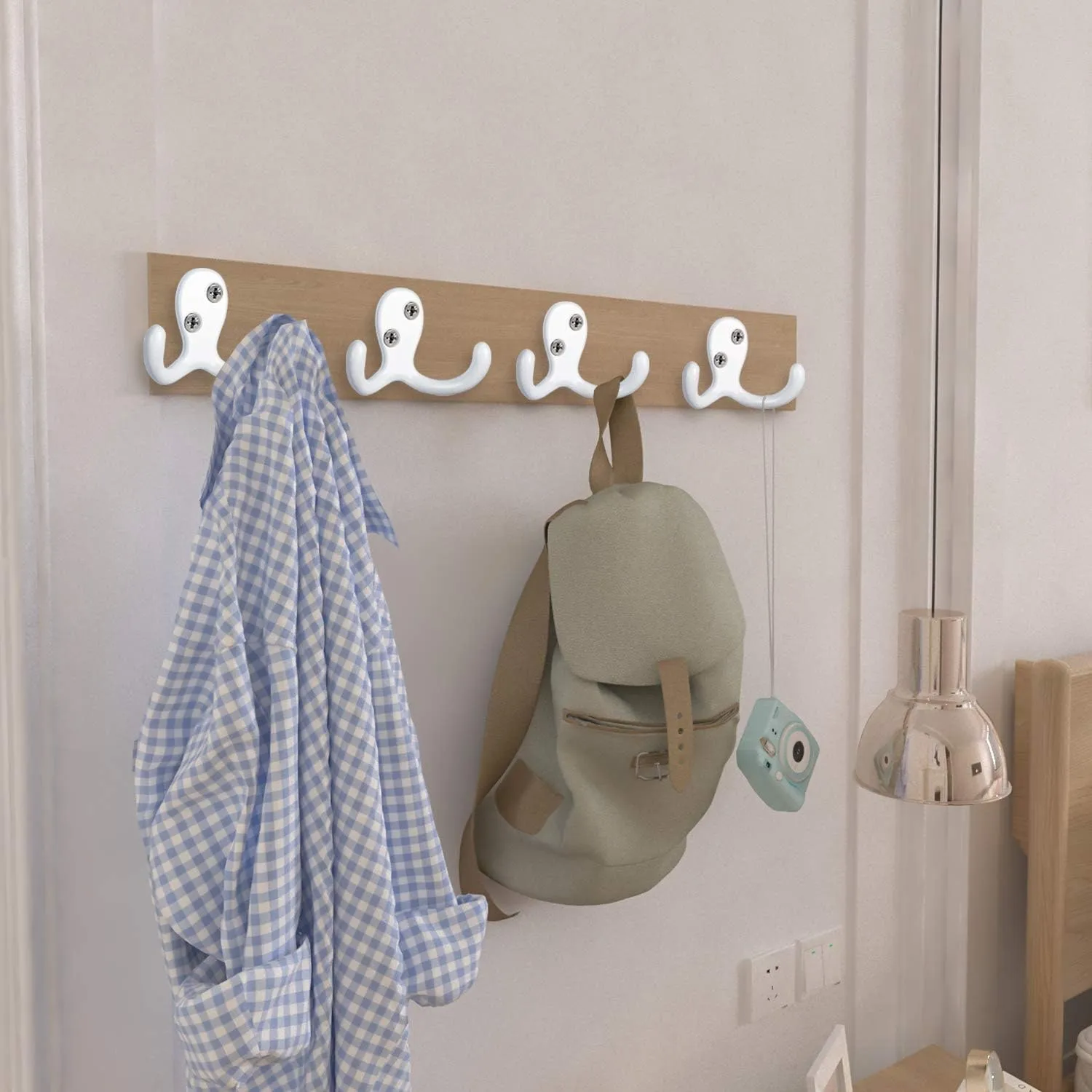IBosins 20 Pack Heavy Duty Coat Hooks Wall Mounted with 40 Screws Wall Hooks Retro Double Prong Hooks Utility Hooks for Coat, Scarf, Bag, Towel, Key, Cap, Cup, Hat