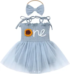 IBTOM CASTLE Baby Girl 1st Birthday Outfit Floral Strawberry Smocked Tutu Dress One Year Old Birthday Cake Smash Photoshoot