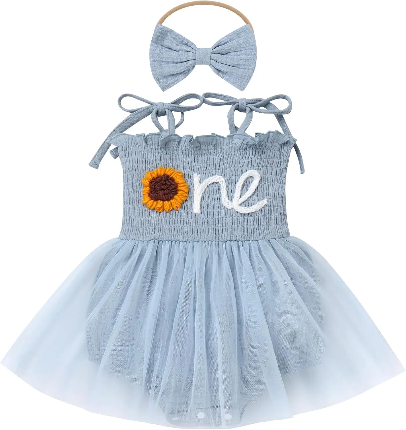 IBTOM CASTLE Baby Girl 1st Birthday Outfit Floral Strawberry Smocked Tutu Dress One Year Old Birthday Cake Smash Photoshoot