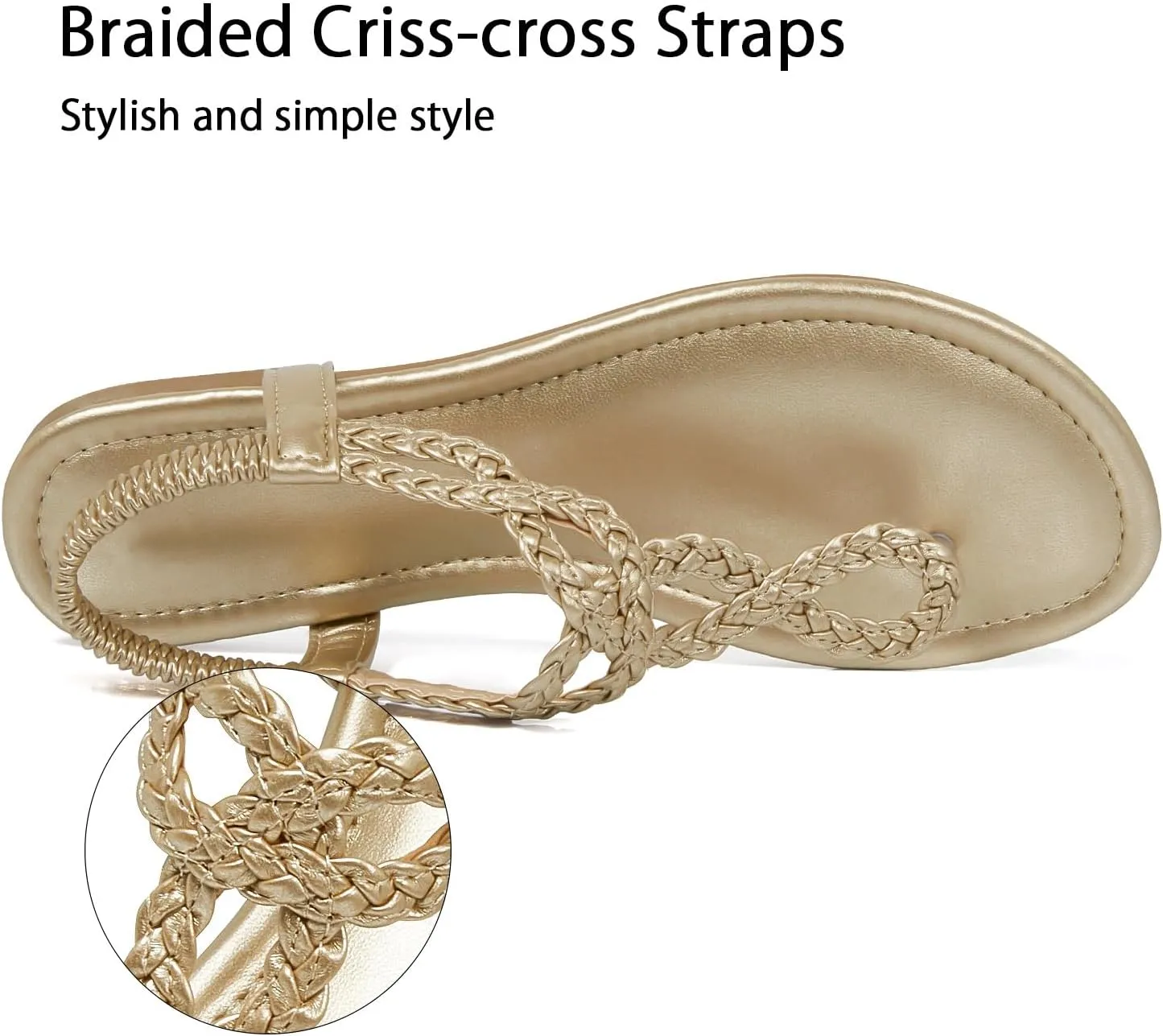 iCKER Women Rhinestone Sandals T-Strap Buckle Bohemian Pearl Crystal Flat Sandals