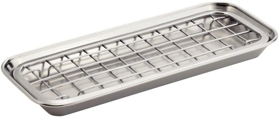 iDesign Gia Polished Stainless Steel 2-Piece Soap and Sponge Tray - 1.25" x 4.13" x 10.38"