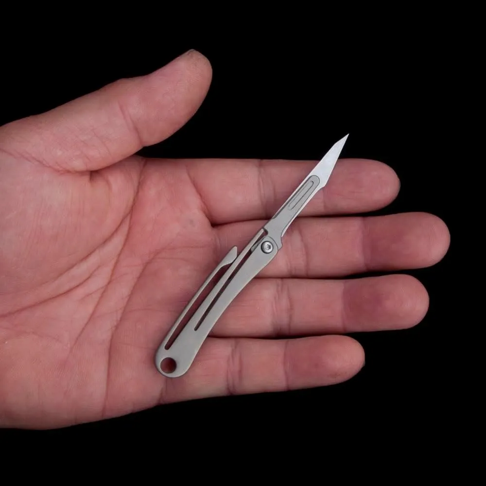 ILEAF Titanium Alloy Daily Mini Pocket Utility Knife with 10 Replaceable Blades, Ultra Compact and Lightweight