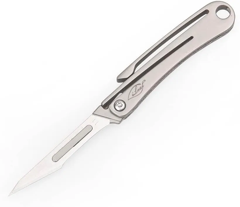 ILEAF Titanium Alloy Daily Mini Pocket Utility Knife with 10 Replaceable Blades, Ultra Compact and Lightweight