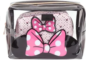 Impressions Vanity Disney Minnie Mouse 2 PCs Clutch Purses, Water Resistant Zippered Travel Makeup Clutch Bag Set for Holding Makeup Brush, Cosmetic, Toiletry, Skincare and Jewelry Accessories