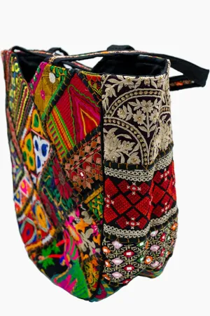 Indian Gold Zari Tote bag with Tassels
