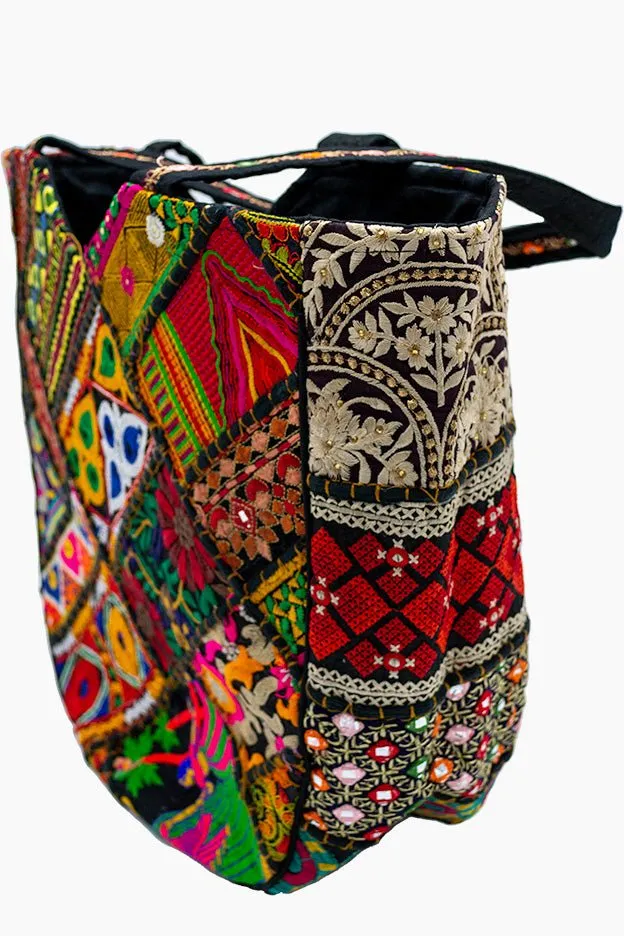 Indian Gold Zari Tote bag with Tassels