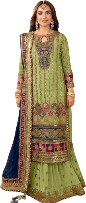 indian pakistani eid festival embroidered ready to wear palazzo style salwar kameez suit for women (k175)
