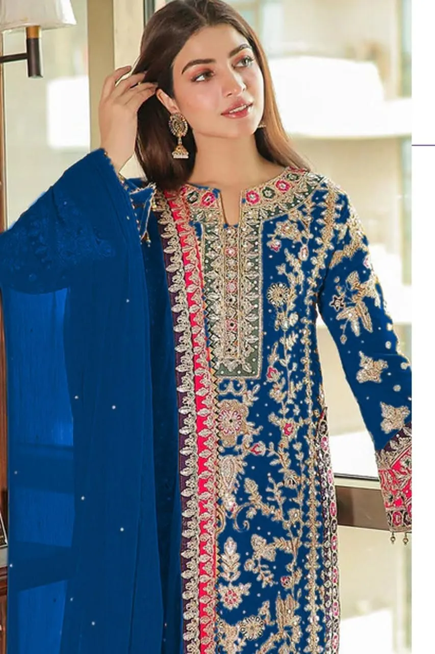 indian pakistani eid festival embroidered ready to wear palazzo style salwar kameez suit for women (k180)