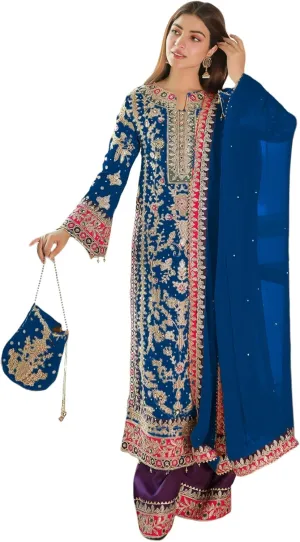 indian pakistani eid festival embroidered ready to wear palazzo style salwar kameez suit for women (k180)