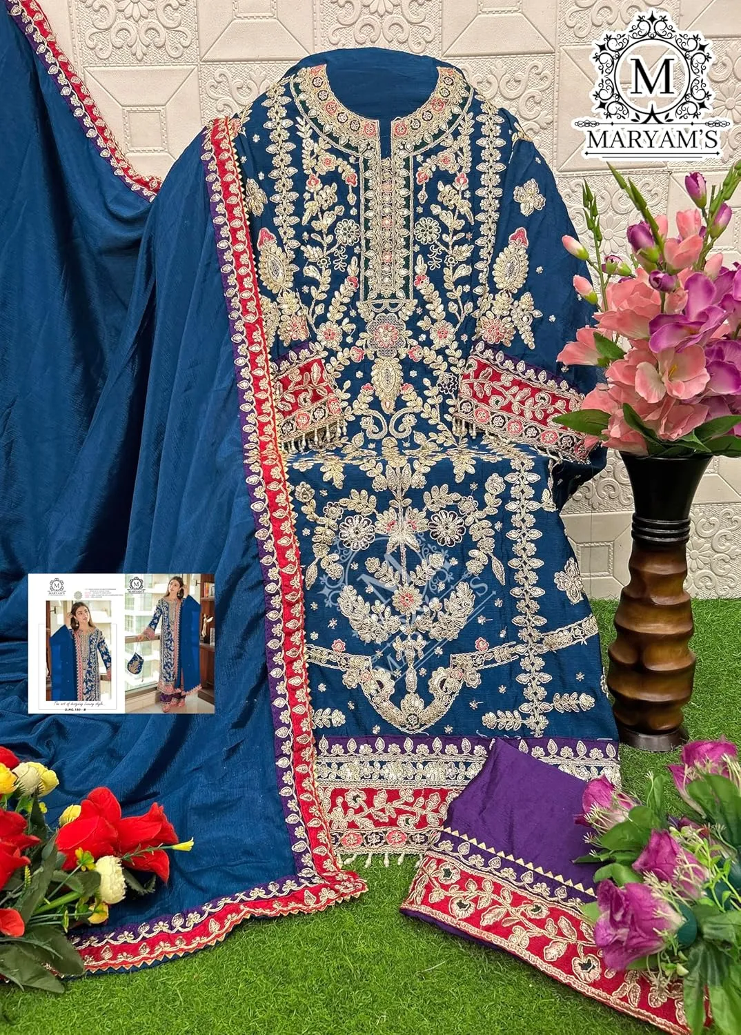 indian pakistani eid festival embroidered ready to wear palazzo style salwar kameez suit for women (k180)