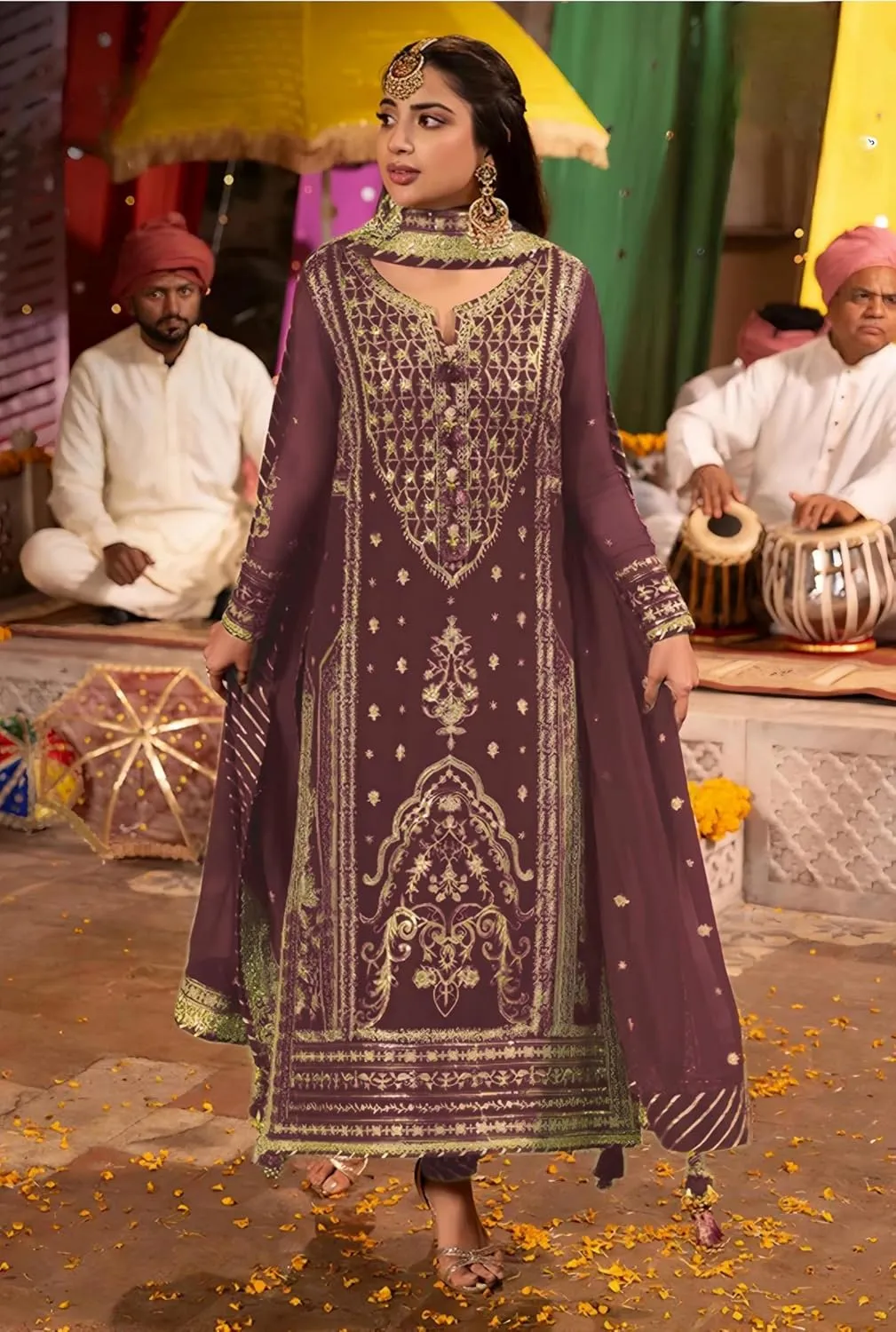 Indian Pakistani Salwar Kameez suit ready to wear embroidered plus size eid festival for women (k183)