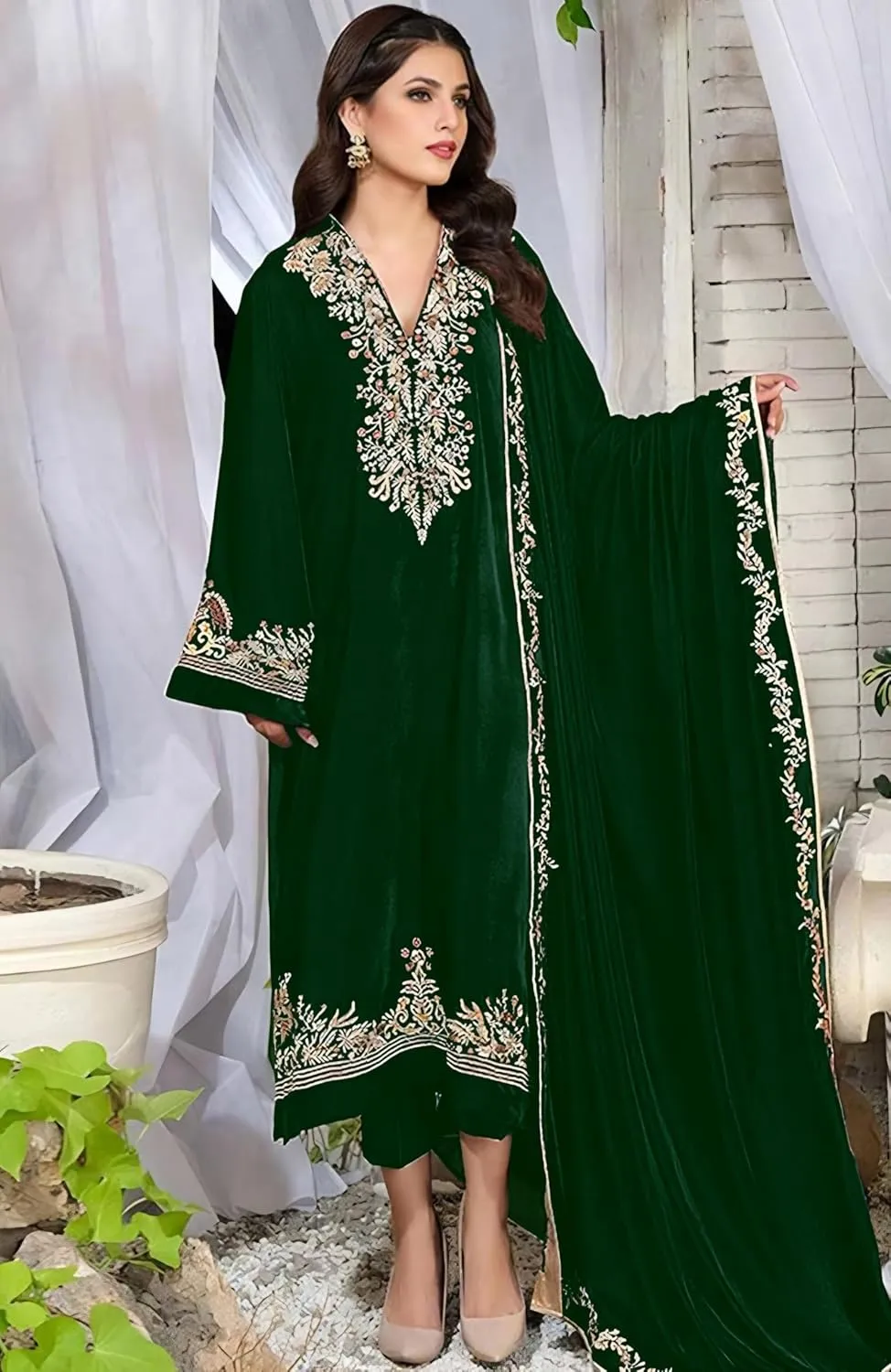 Indian Pakistani Salwar Kameez suit ready to wear embroidered plus size eid festival for women (k184)