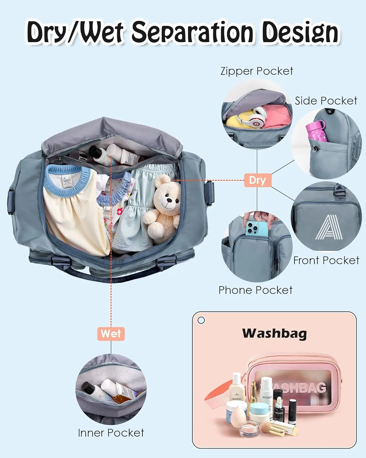 Initial Travel Bag for Girls, Kids Travel Duffel Bag, Sports Bag, Personalized Weekender Bag with Shoes Compartment, Monogram Sleepover Bag, teacher gifts, bridal shower Gifts