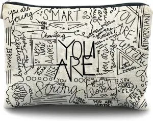 Inspirational Canvas Makeup Bag for Teen, Mental Health Gifts for Teen Girls, Inspirational Gifts for Women
