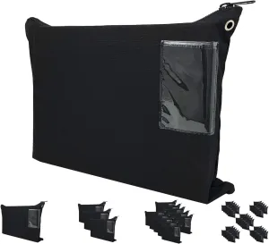 Interoffice Mailer Transit Sack – Extra Large & Durable – Black Canvas Zipper Bank Bag with ID Window (18" x 14", 1 Bag)