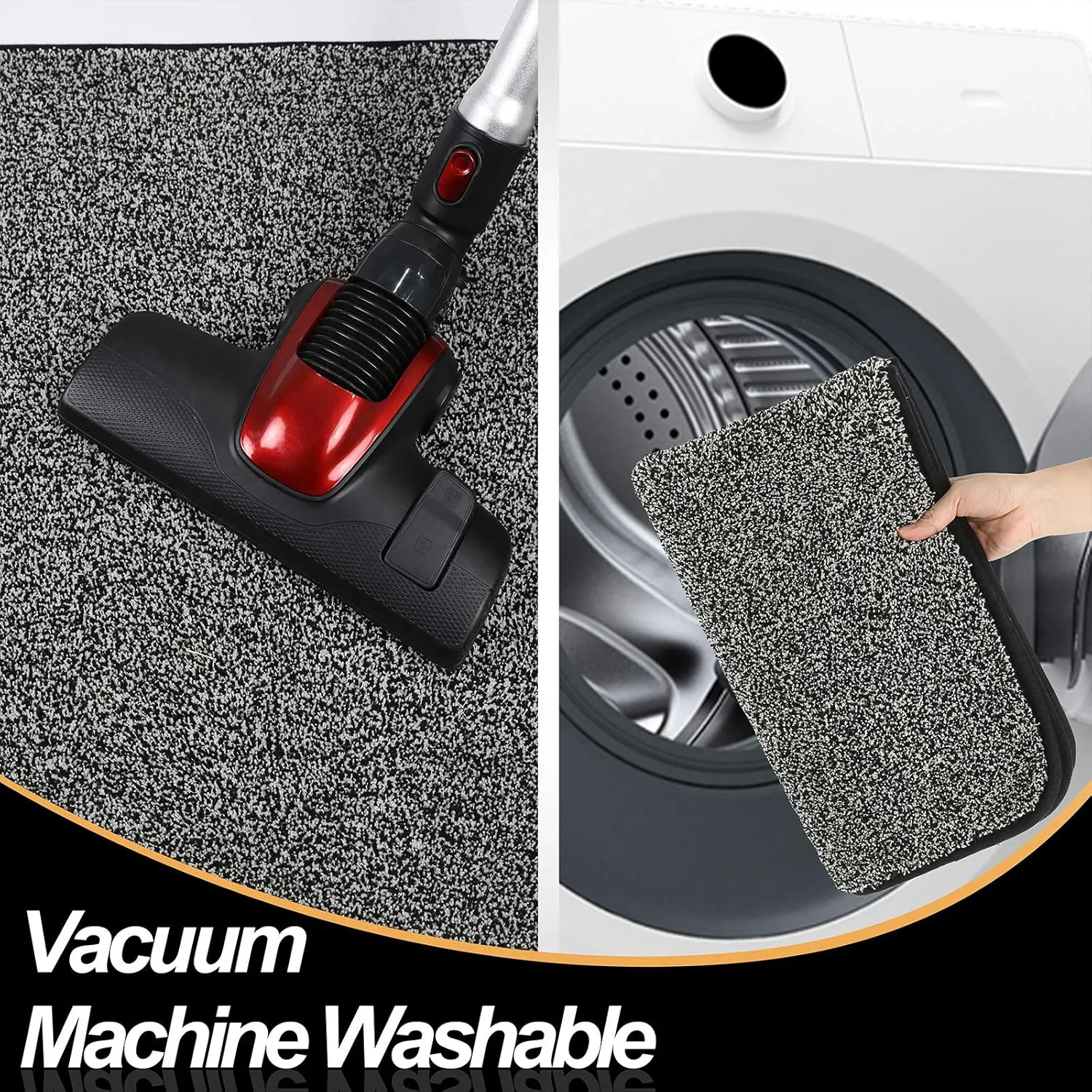 ITSOFT Dirt Trapper Indoor Door Mat & Entrance Rug For Wet Muddy Shoes and Pet Paws, Non-Slip Machine Washable, Shoe Scraper, Absorbent Welcome Dog Mat for Front Door, Entry Way (30x18, Black & White)