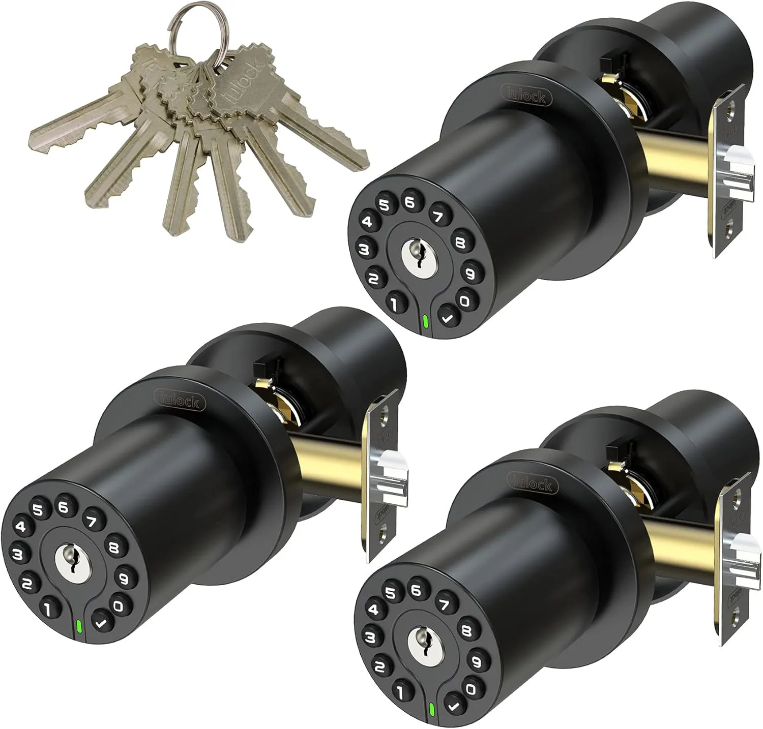 IU-20 Code Door Lock, Electronic Door Knob with Keypad and Key, Auto Lock, Waterproof, Passage Function, Long Battery Life,50 Codes, Easy to use and Install for Office/Warehouse/Bedroom/Garage