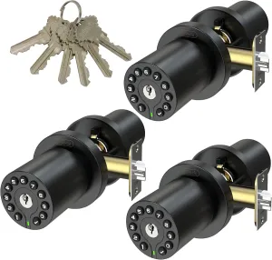 IU-20 Code Door Lock, Electronic Door Knob with Keypad and Key, Auto Lock, Waterproof, Passage Function, Long Battery Life,50 Codes, Easy to use and Install for Office/Warehouse/Bedroom/Garage