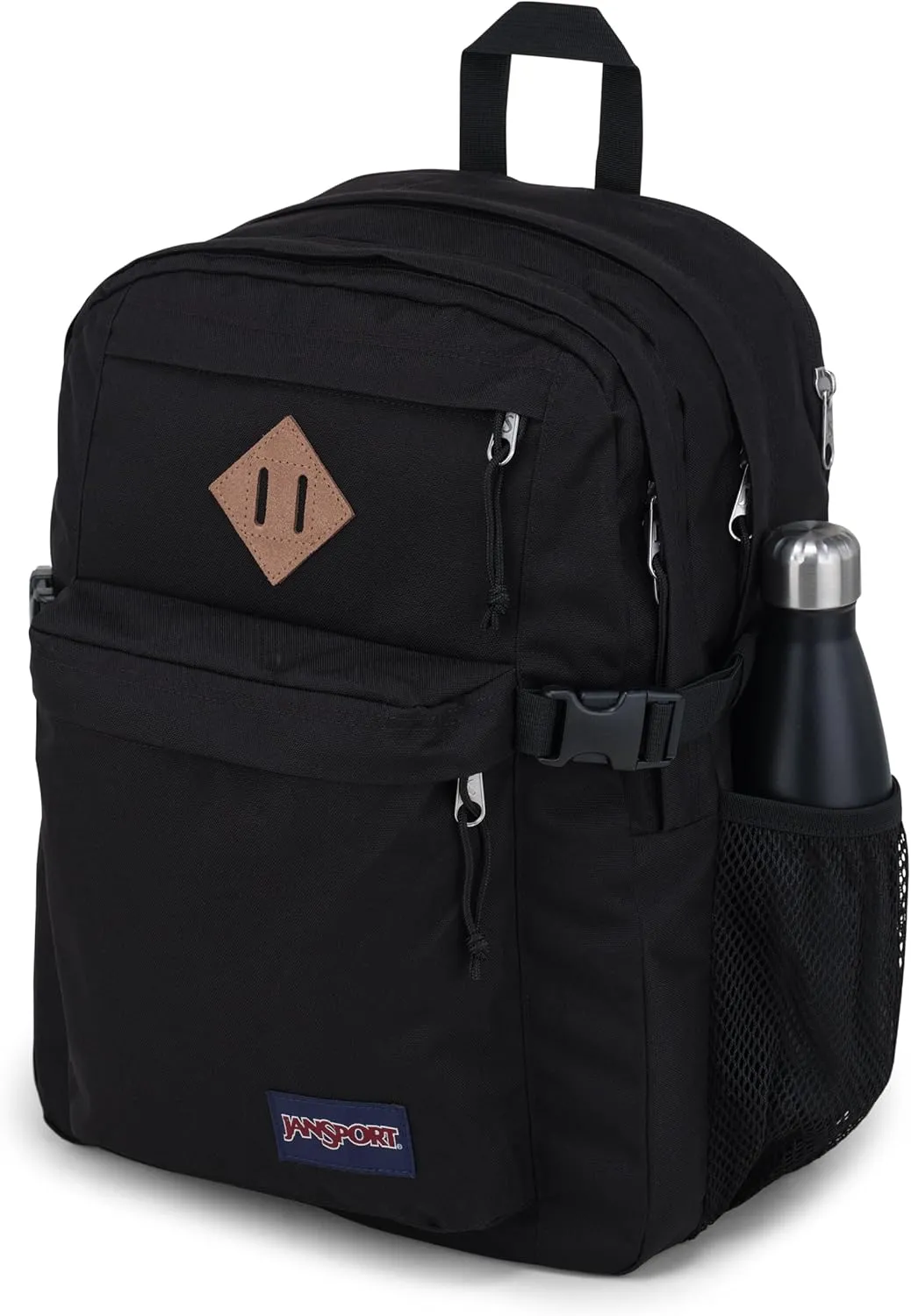 JanSport Main Campus Backpack - Travel or Work backpack w 15-Inch Laptop Sleeve and Dual Water Bottle Pockets, Black