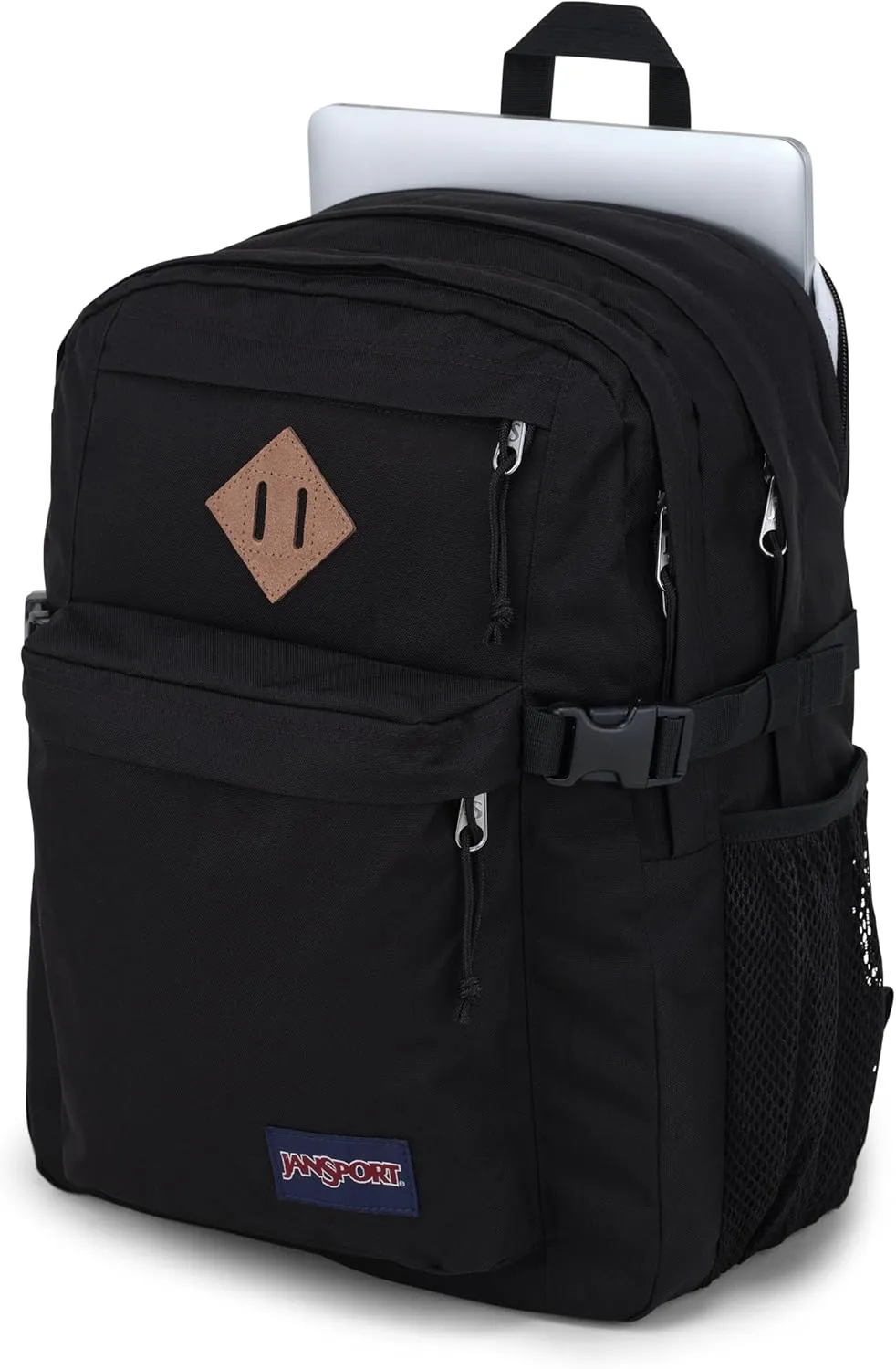JanSport Main Campus Backpack - Travel or Work backpack w 15-Inch Laptop Sleeve and Dual Water Bottle Pockets, Black