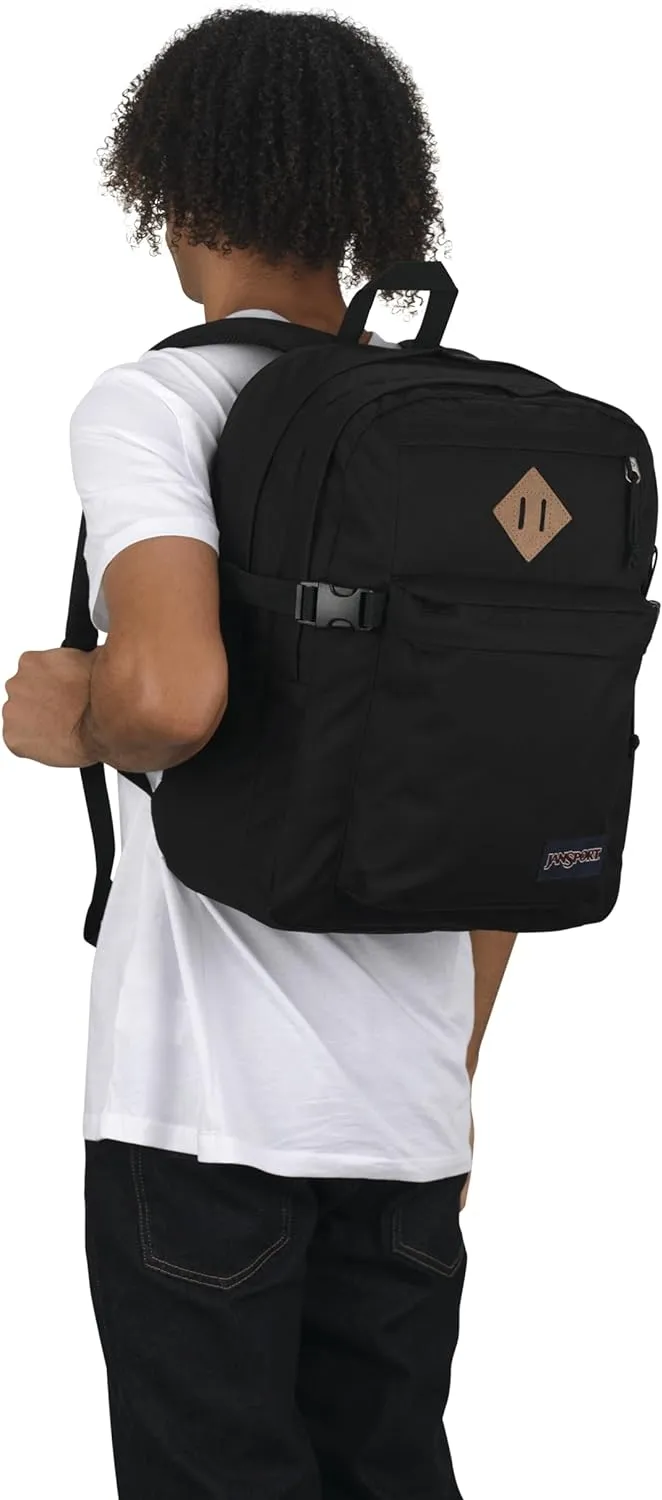 JanSport Main Campus Backpack - Travel or Work backpack w 15-Inch Laptop Sleeve and Dual Water Bottle Pockets, Black