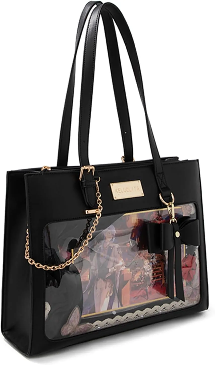 Japanese Style Sweet Bow Lolita Handbags PU Leather Display Messenger Shoulder Bag Women's Fashion Top-handle Bag