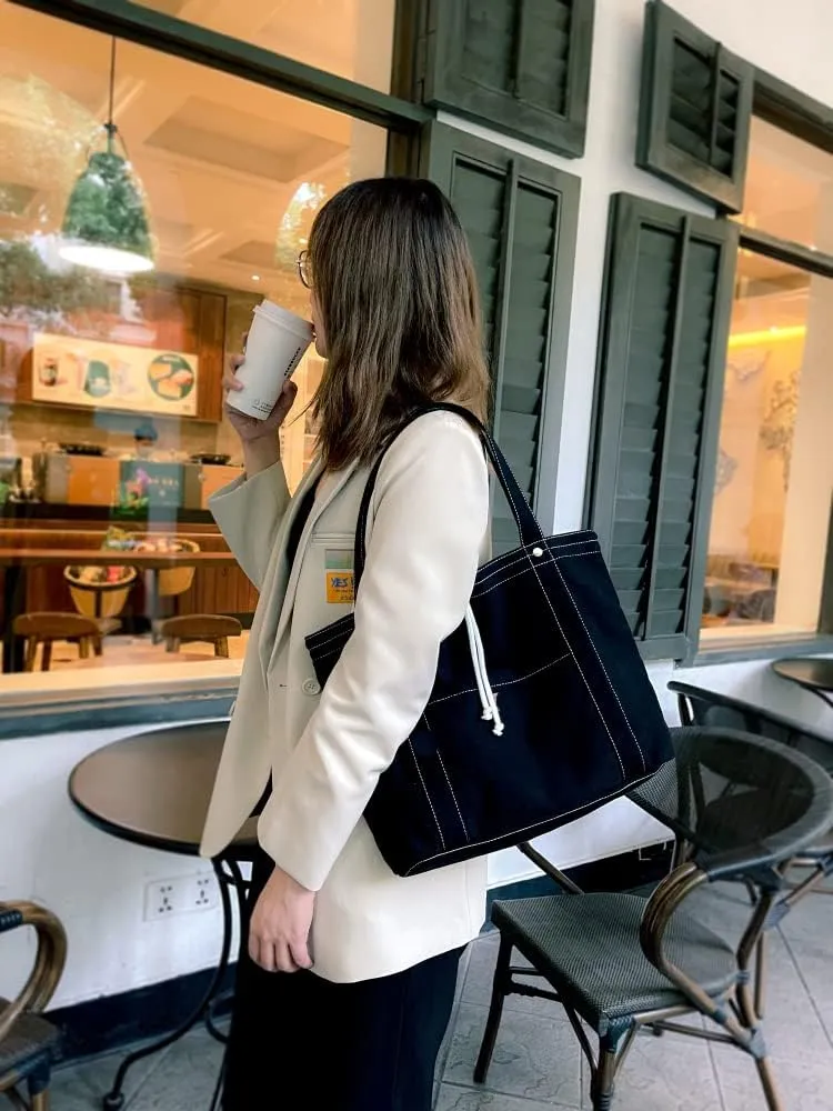 Jeelow Heavy Duty Canvas Travel Tote Handbag Shoulder Crossbody Bags Purse For Men & Women
