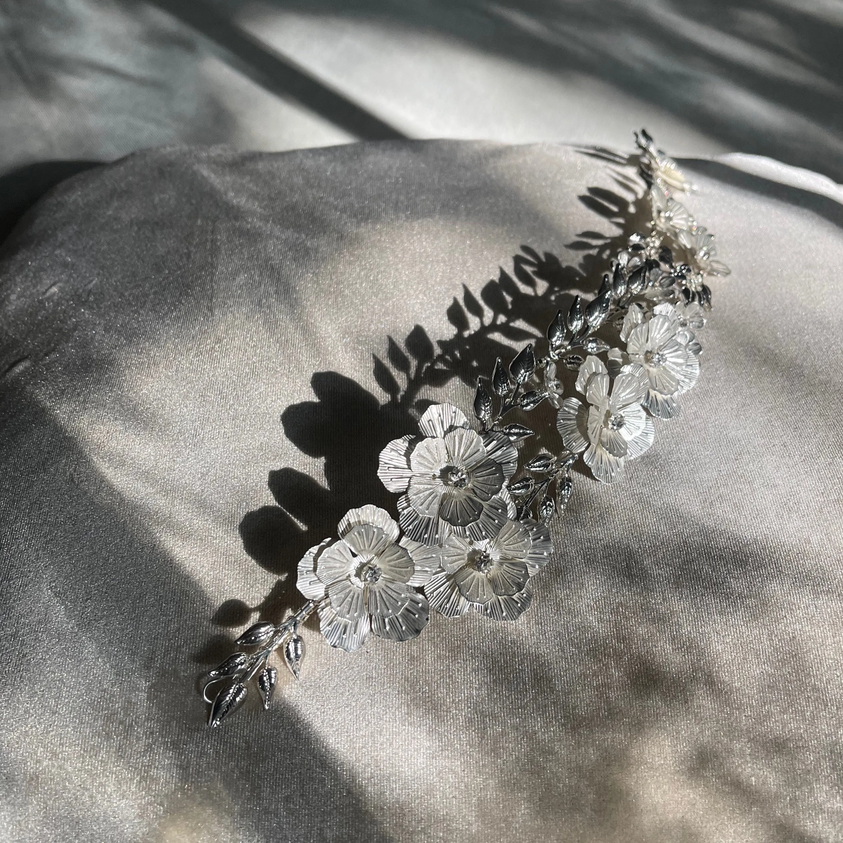 JESSAMY - Silver Botanical Bridal, Festival Flower Head Band or Hair vine