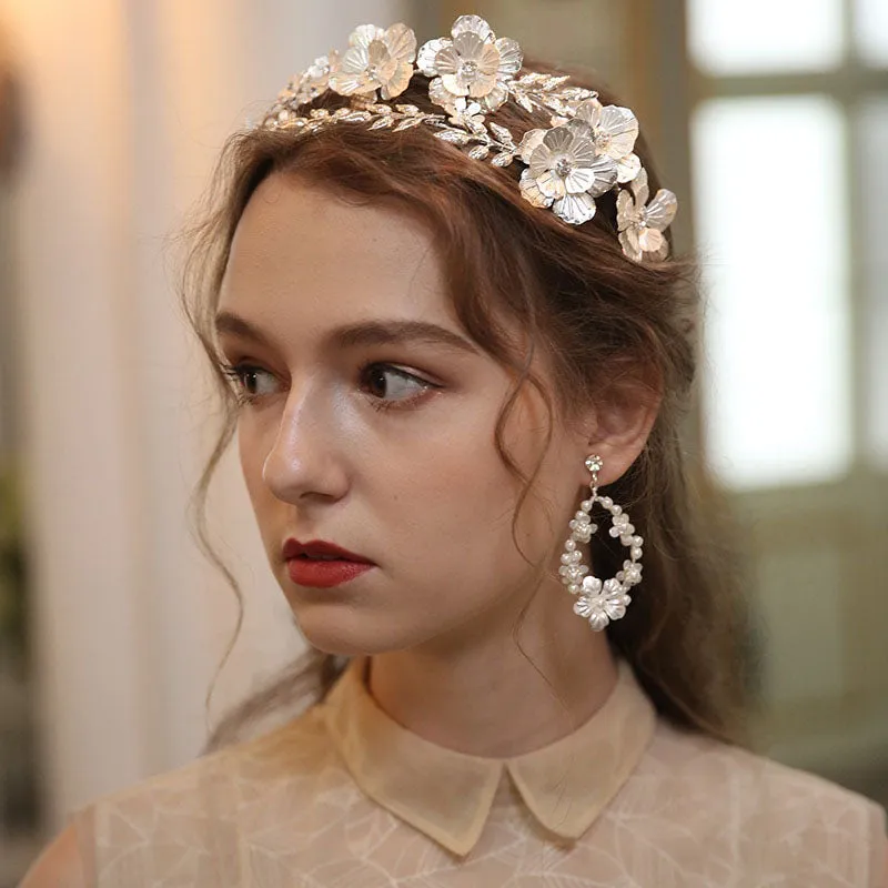 JESSAMY - Silver Botanical Bridal, Festival Flower Head Band or Hair vine